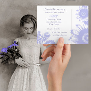 Purple Lavender Vintage Wildflower Wedding Announcement Postcard