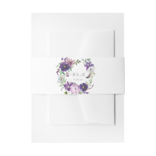 Purple Lavender & Violet Floral 4 Invitation Belly Band