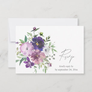 Purple Lavender & Violet Floral with Meal RSVP Card