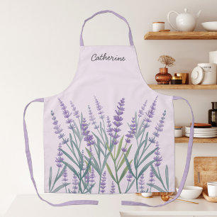 Purple Lavender Watercolor Floral Apron