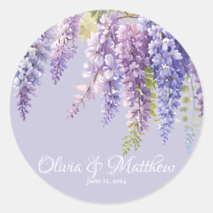 Purple lavender watercolor floral wisteria lilac classic round sticker