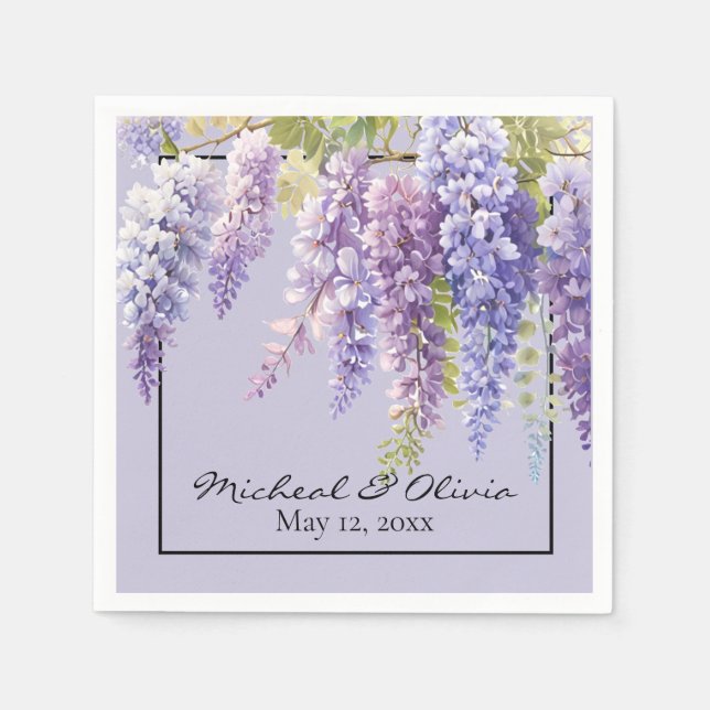 Purple lavender watercolor floral wisteria lilac  napkin (Front)