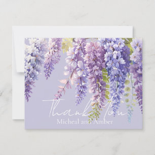 Purple lavender watercolor floral wisteria lilac  thank you card
