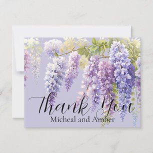 Purple lavender watercolor floral wisteria lilac thank you card