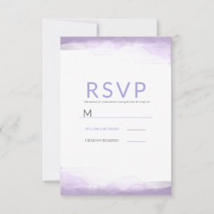 Purple Lavender Watercolor Modern Wedding RSVP Card