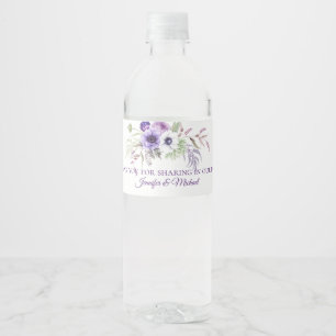 Purple Lavender White Floral Wedding Favours   Water Bottle Label