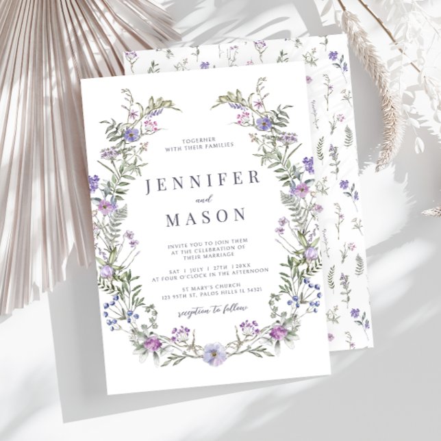 Purple lavender wildflower wedding Invitation (Creator Uploaded)