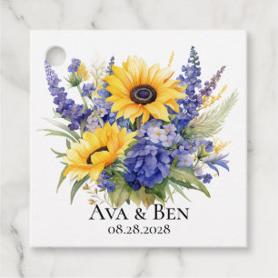 Purple Lavender with Sunflowers Wedding Favour Tags
