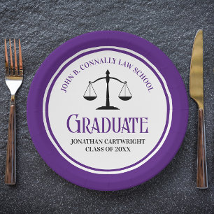 Purple Law School Graduation Party Personalized Paper Plate
