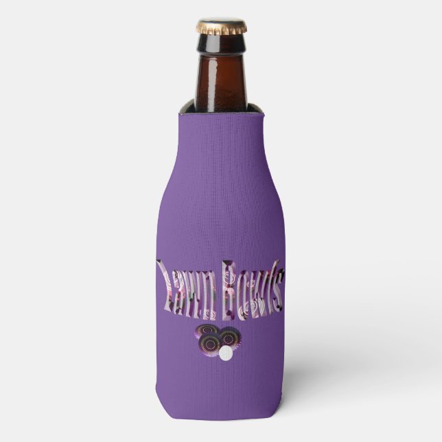 Purple Lawn Bowls Design, Bottle Cooler (Bottle Front)