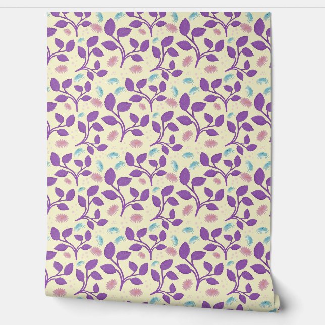 Purple leaf pattern  wallpaper (Unrolling)