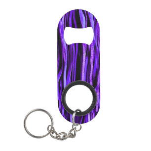 Purple Leather Fringe Bottle Opener Keychain