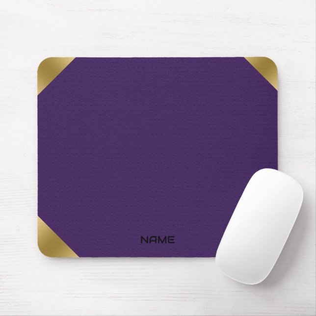 Purple leather image print with gold accents mouse pad (With Mouse)