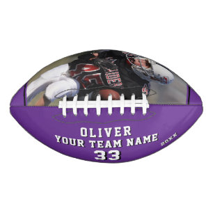 Purple Leather Print Player Name Number Team Photo Football