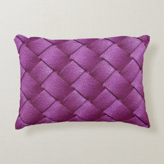Purple Leather, Woven Texture Background. Decorative Cushion