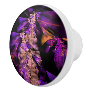 Purple leaves ceramic knob