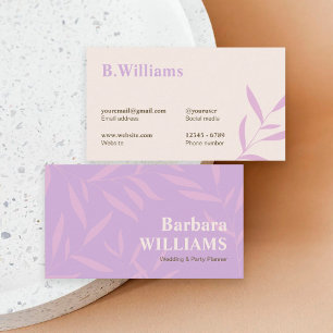 Purple Leaves Elegant Wedding Planner Business Card