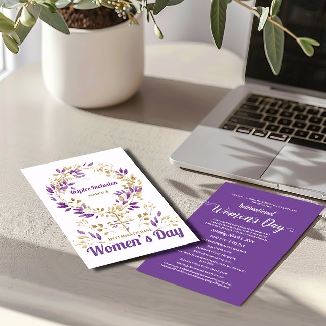 Purple Leaves Female Sign Women's Day Invitation (Creator Uploaded)