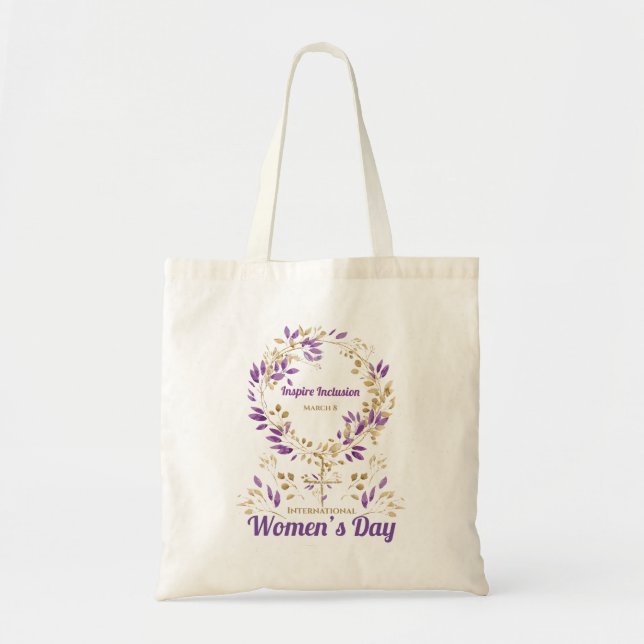 Purple Leaves Female Sign Women's Day Tote Bag (Front)