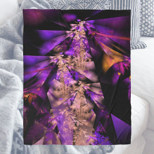 Purple leaves, fractal  fleece blanket