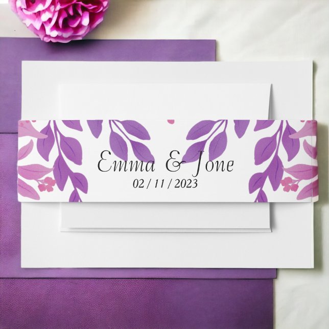 Purple Leaves Invitation Belly Band (Creator Uploaded)