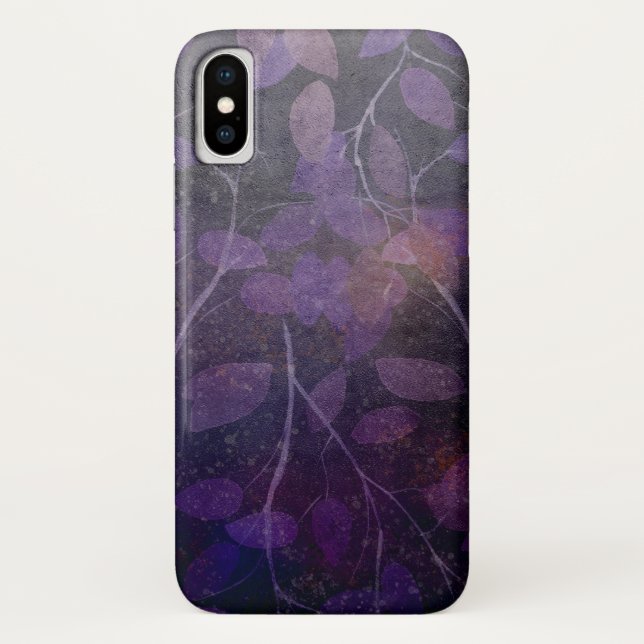 purple leaves on black Case-Mate iPhone case (Back)