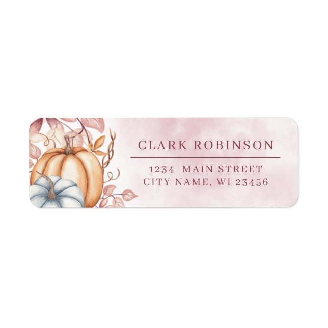 Purple Leaves Orange Pumpkin Return Address Label (Front)