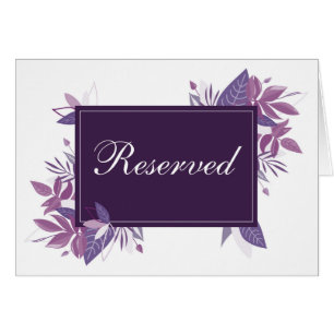 Purple leaves reserved sign. Botanical wedding