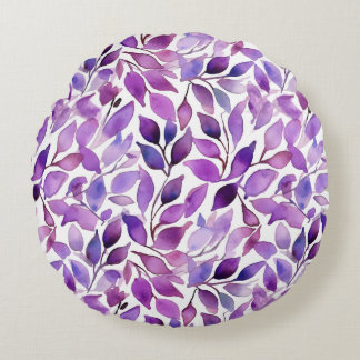 Purple Leaves Round Cushion