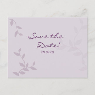 Purple Leaves Save the Date Postcard