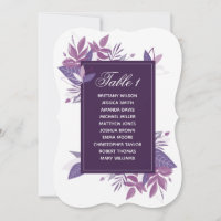 Purple leaves seating chart. Violet wedding plan