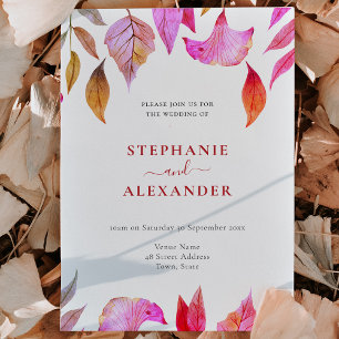 Purple Leaves Wedding QR Code Invitation