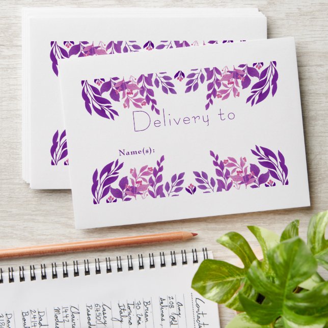 Purple Leaves Wedding Theme Envelope (Stacked)