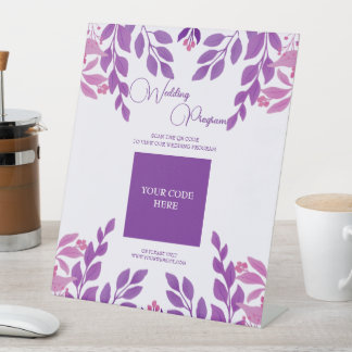 Purple Leaves Wedding Theme Pedestal Sign