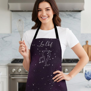 Purple Leo Zodiac Constellation Astrology Apron