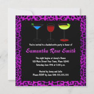 Purple Leopard Animal Print Bachelorette Party Invitation