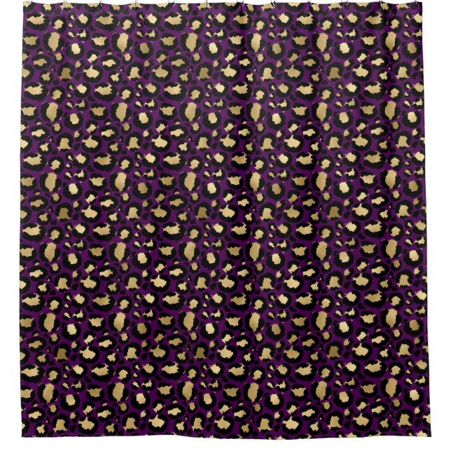 Purple leopard/cheetah animal print shower curtain (Front)