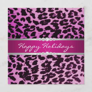 Purple leopard Holiday Invitation