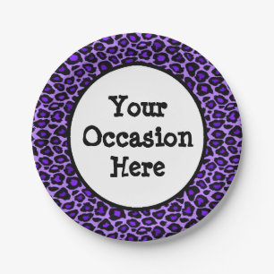 Purple Leopard Party Personalise Paper Plate