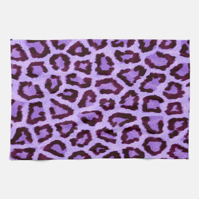 Purple Leopard Pattern Tea Towel (Horizontal)