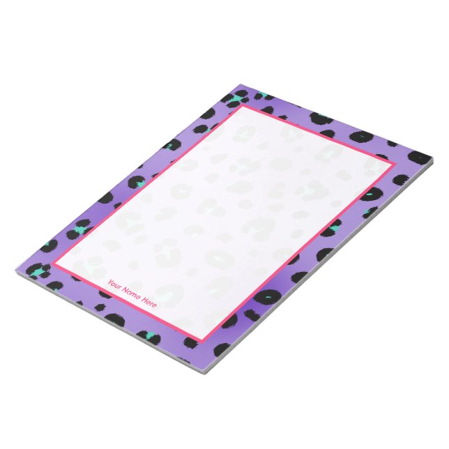 Purple Leopard Personalised Notepad (Angled)
