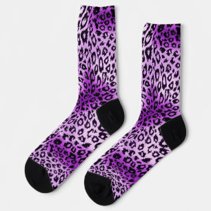 Purple Leopard Print Animal Pattern Fashion Socks