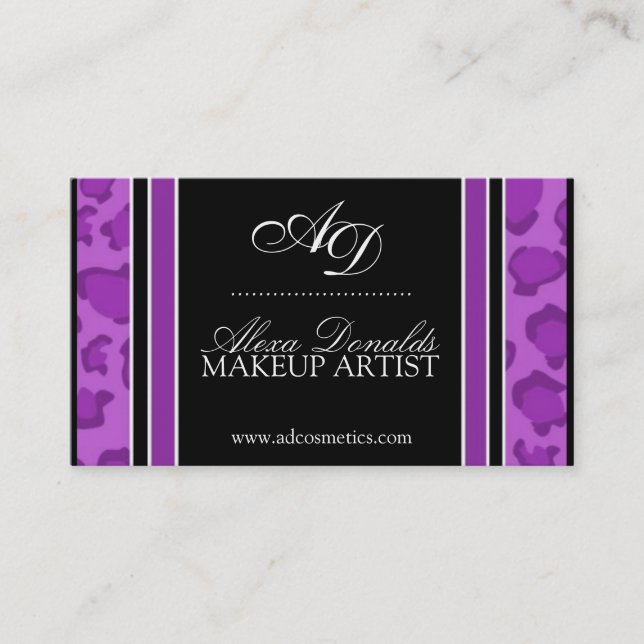 Purple Leopard Print  Business Card (Front)