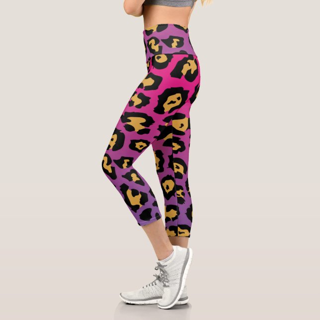 Purple Leopard Print Capri Leggings (Left)