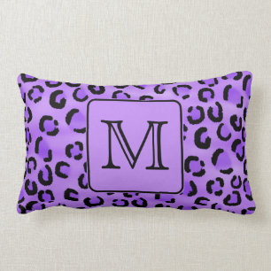Purple Leopard Print Custom Monogram. Lumbar Cushion
