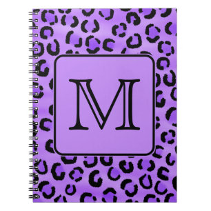 Purple Leopard Print Custom Monogram. Spiral Notebook
