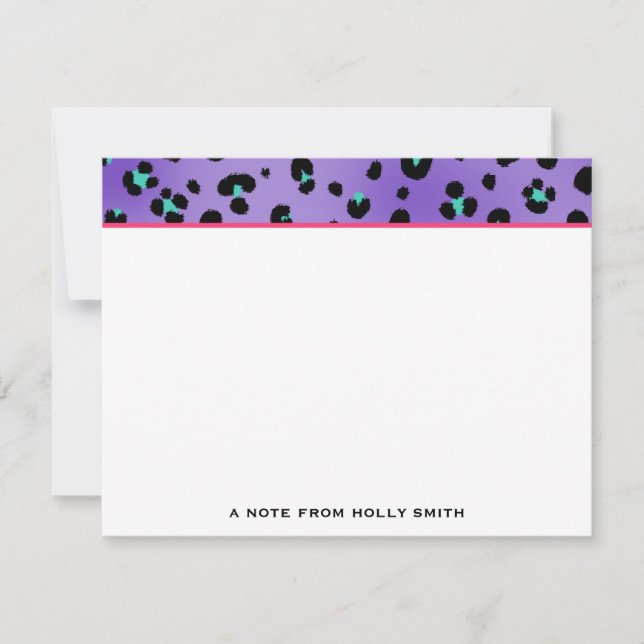 Purple Leopard Print Flat Notecards (Front)