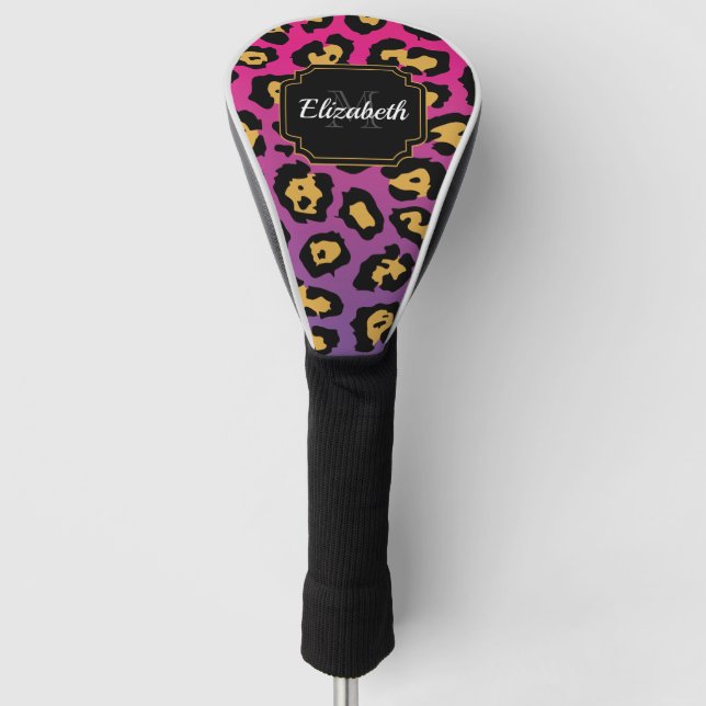 Purple Leopard Print Golf Head Cover (Front)