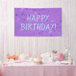 Purple Leopard Print "Happy Birthday" Party Banner