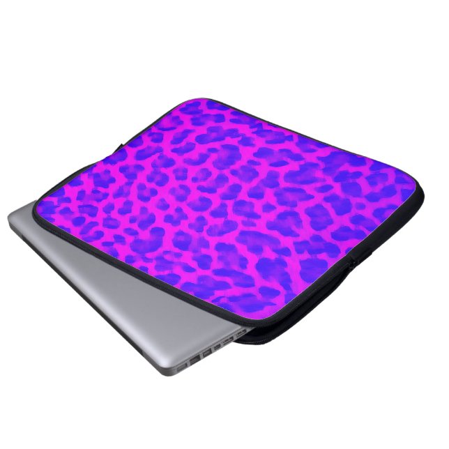 Purple Leopard Print Laptop Sleeve (Front Bottom)